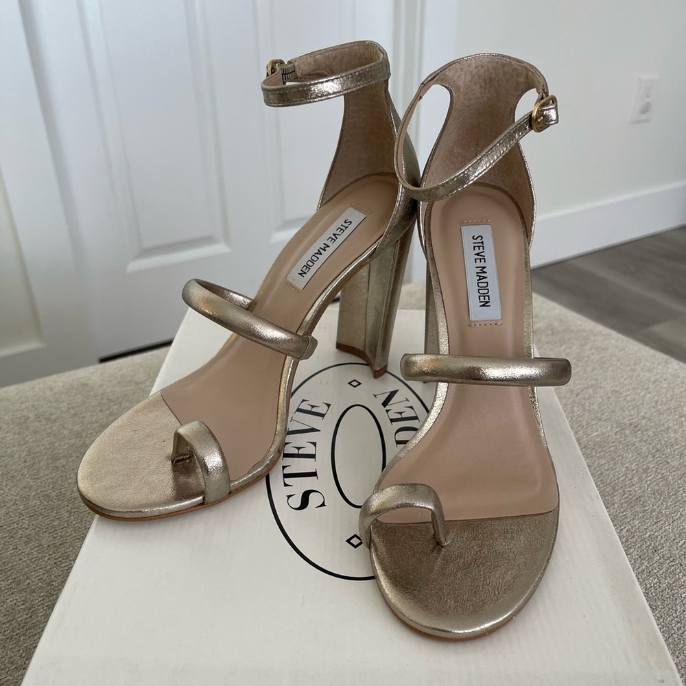 Steve Madden Gold Heels | Pamelina Metallic